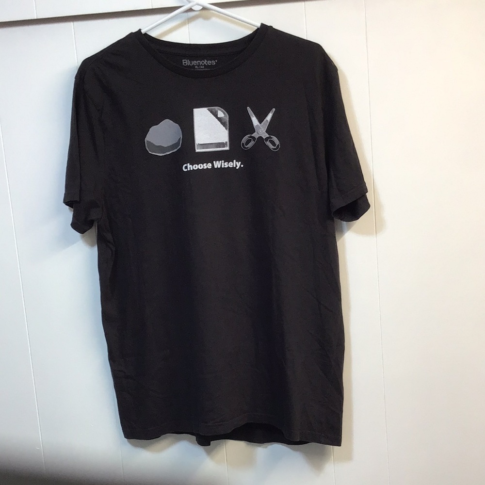 Bluenotes Rock Paper Scissors Choose Wisely tshirt size lrg SOFT blue notes